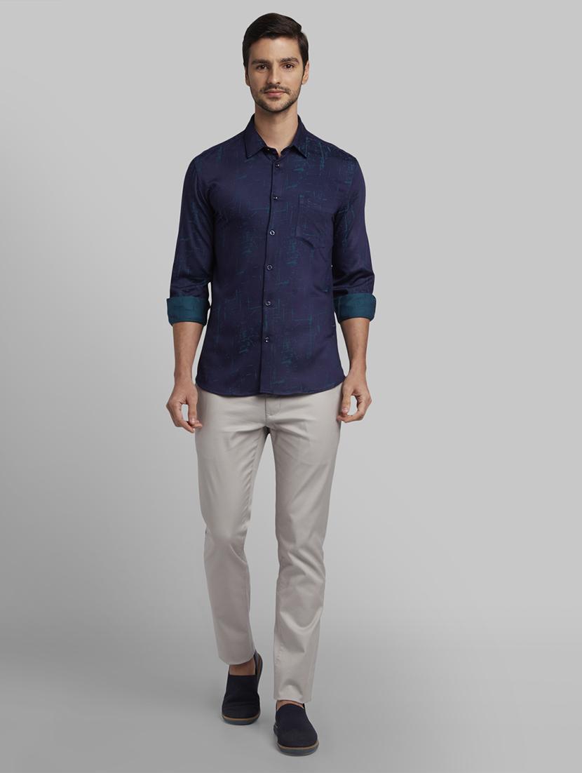 navy blue printed casual shirt - 17670106 - Zoom Image - 4