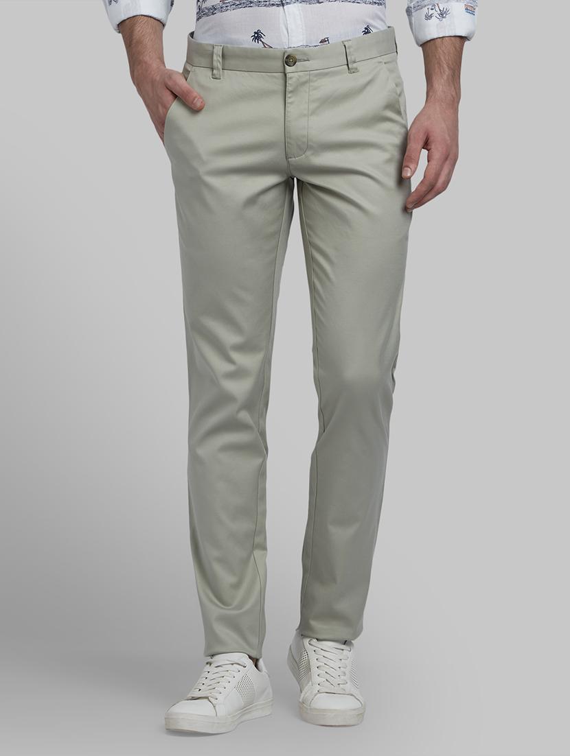 green solid flat front casual trouser - 17670107 - Zoom Image - 1