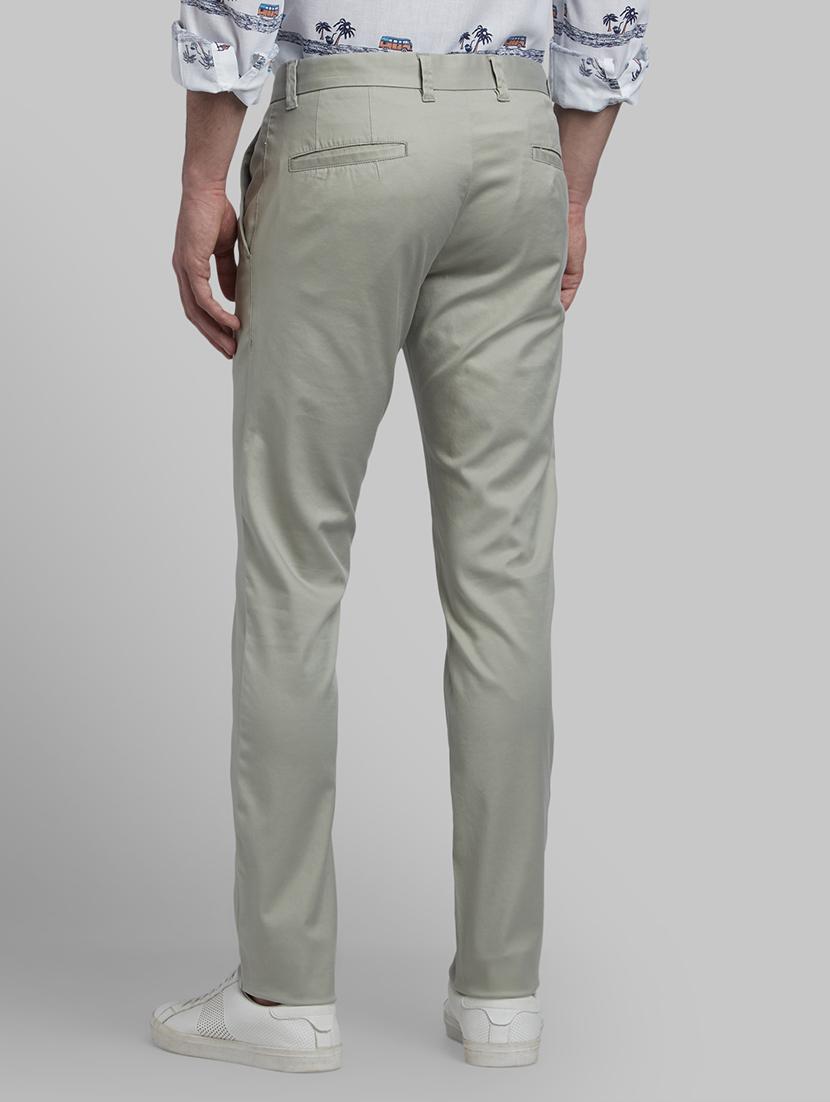 green solid flat front casual trouser - 17670107 - Zoom Image - 3