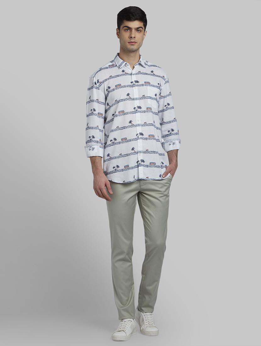 green solid flat front casual trouser - 17670107 - Zoom Image - 4