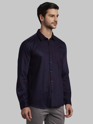 navy blue printed casual shirt - 17670108 - Standard Image - 2