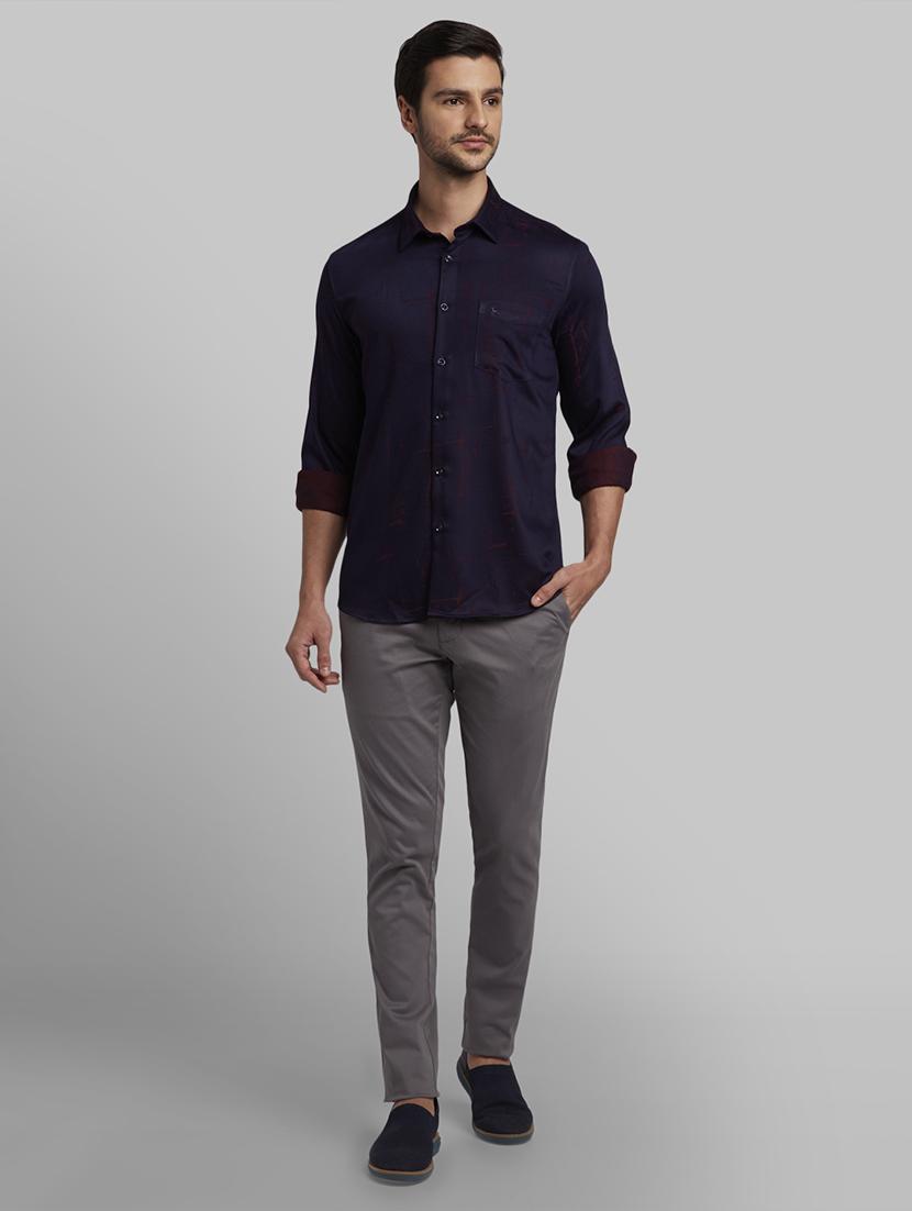 navy blue printed casual shirt - 17670108 - Zoom Image - 4