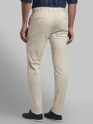 beige solid flat front casual trouser - 17670113 - Standard Image - 3