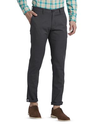grey textured flat front casual trouser - 17670115 - Standard Image - 2