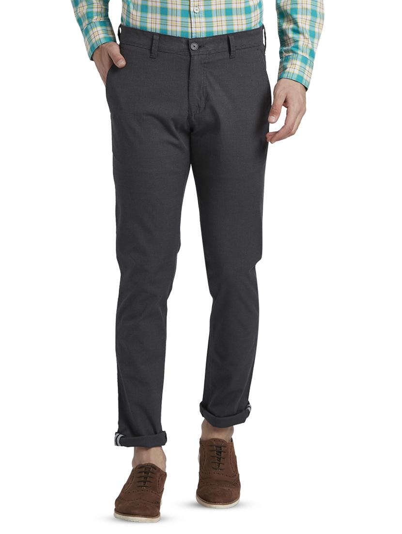 grey textured flat front casual trouser - 17670115 - Zoom Image - 1