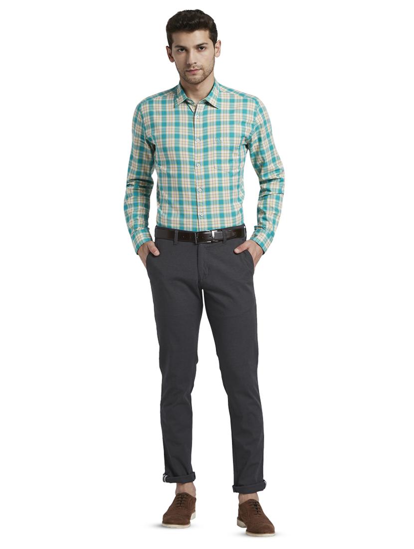 grey textured flat front casual trouser - 17670115 - Zoom Image - 4