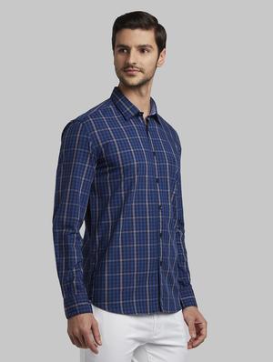 navy blue checkered casual shirt - 17670119 - Standard Image - 2