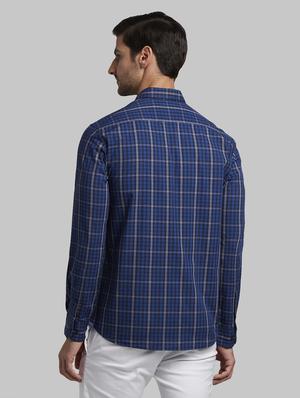 navy blue checkered casual shirt - 17670119 - Standard Image - 3