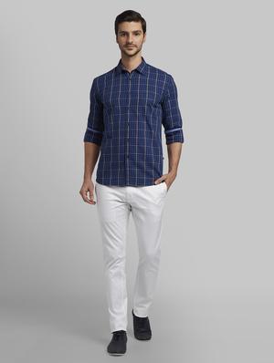 navy blue checkered casual shirt - 17670119 - Standard Image - 4