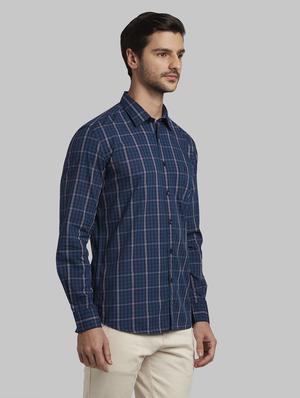 navy blue checkered casual shirt - 17670120 - Standard Image - 2