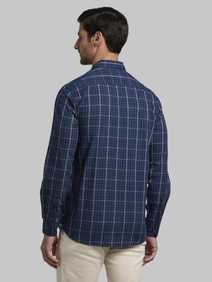 navy blue checkered casual shirt - 17670120 - Standard Image - 3