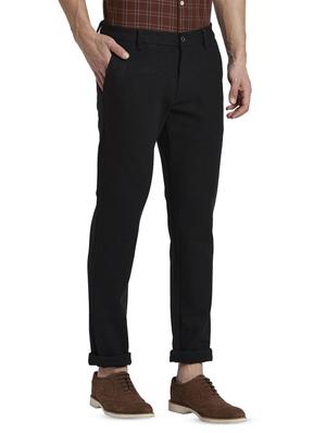 black solid flat front casual trouser - 17670124 - Standard Image - 2