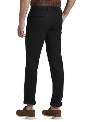 black solid flat front casual trouser - 17670124 - Standard Image - 3