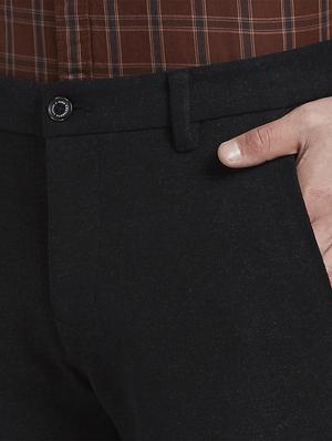 black solid flat front casual trouser - 17670124 - Standard Image - 5