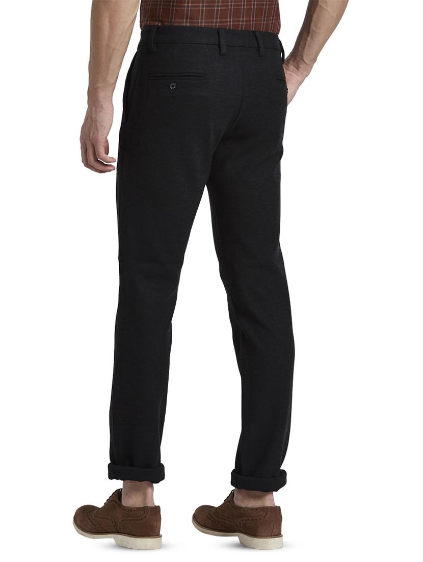 black solid flat front casual trouser - 17670124 - Zoom Image - 3