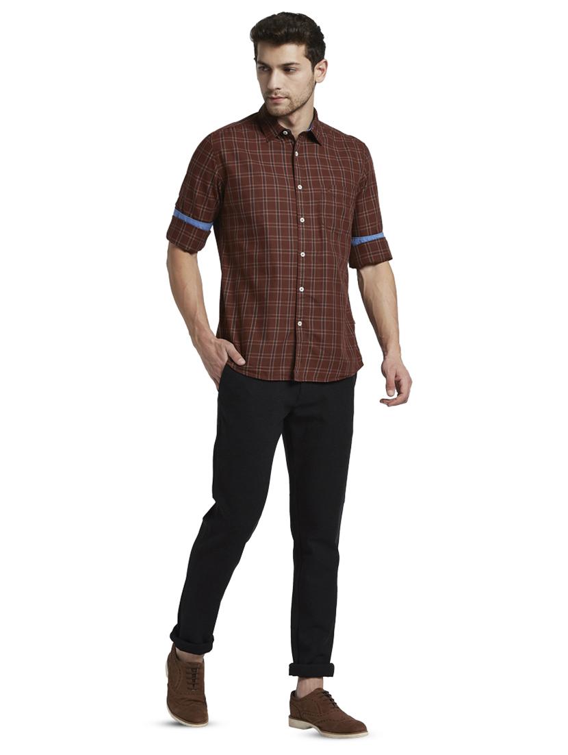 black solid flat front casual trouser - 17670124 - Zoom Image - 4