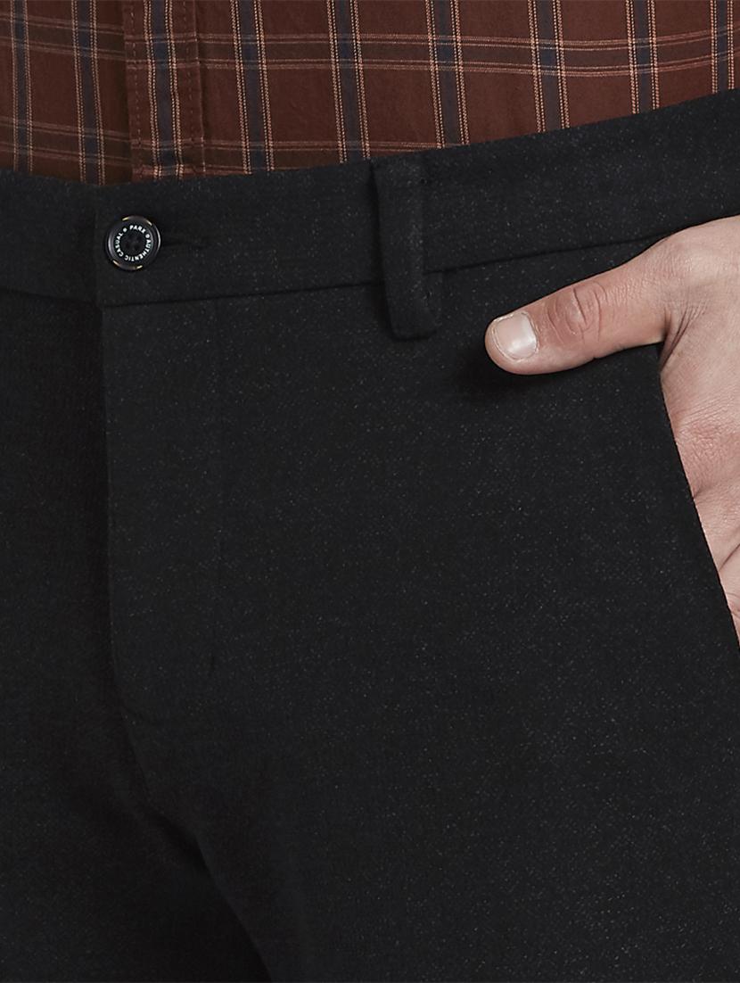 black solid flat front casual trouser - 17670124 - Zoom Image - 5