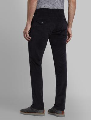 dark blue solid corduroy casual trouser - 17670126 - Standard Image - 3
