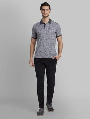 dark blue solid corduroy casual trouser - 17670126 - Standard Image - 4