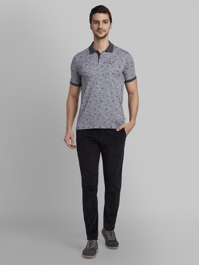 dark blue solid corduroy casual trouser - 17670126 - Zoom Image - 4