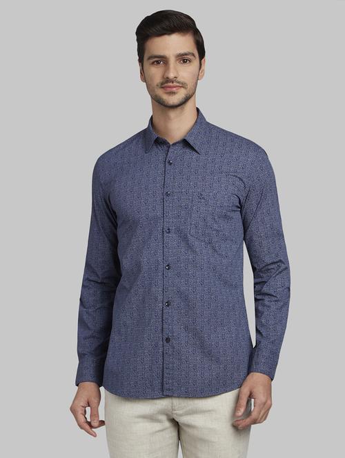 blue printed casual shirt - 17670127 - Standard Image - 1