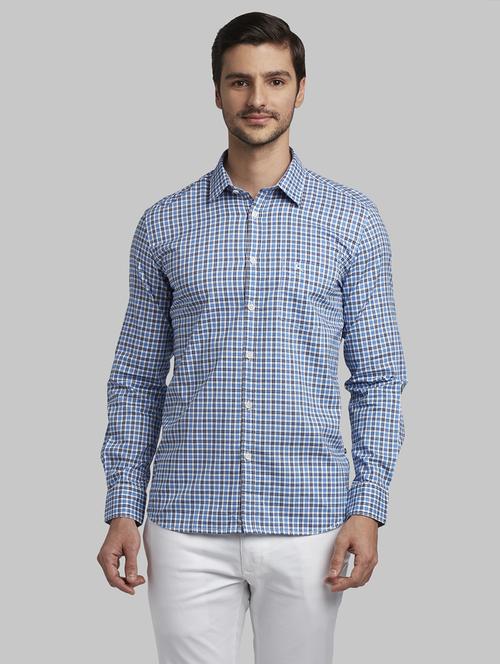 blue checkered casual shirt - 17670128 - Standard Image - 1