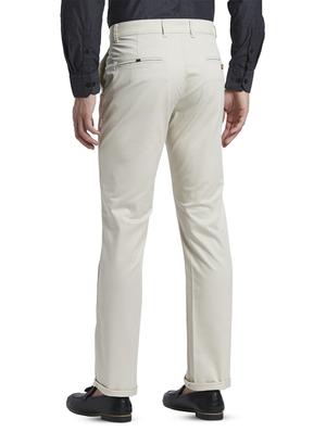 off white solid flat front casual trouser - 17670132 - Standard Image - 3