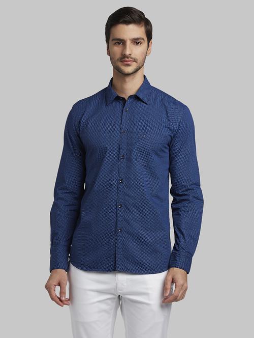 blue printed casual shirt - 17670136 - Standard Image - 1