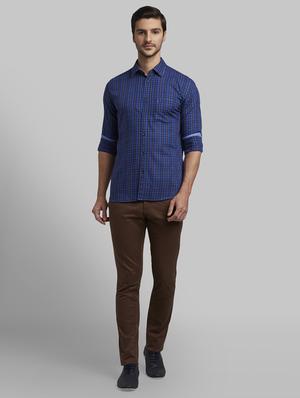 blue checkered casual shirt - 17670141 - Standard Image - 4