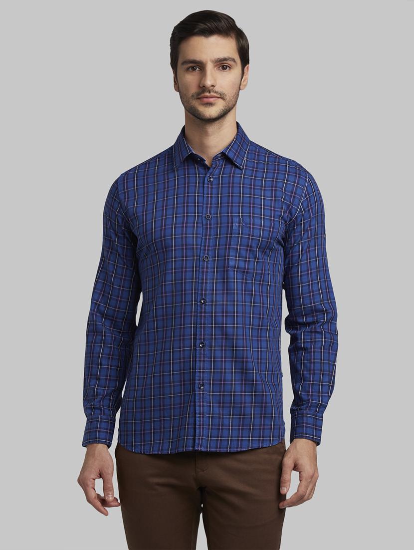 blue checkered casual shirt - 17670141 - Zoom Image - 1