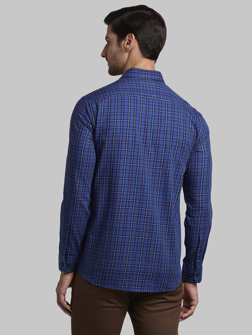 blue checkered casual shirt - 17670141 - Zoom Image - 3