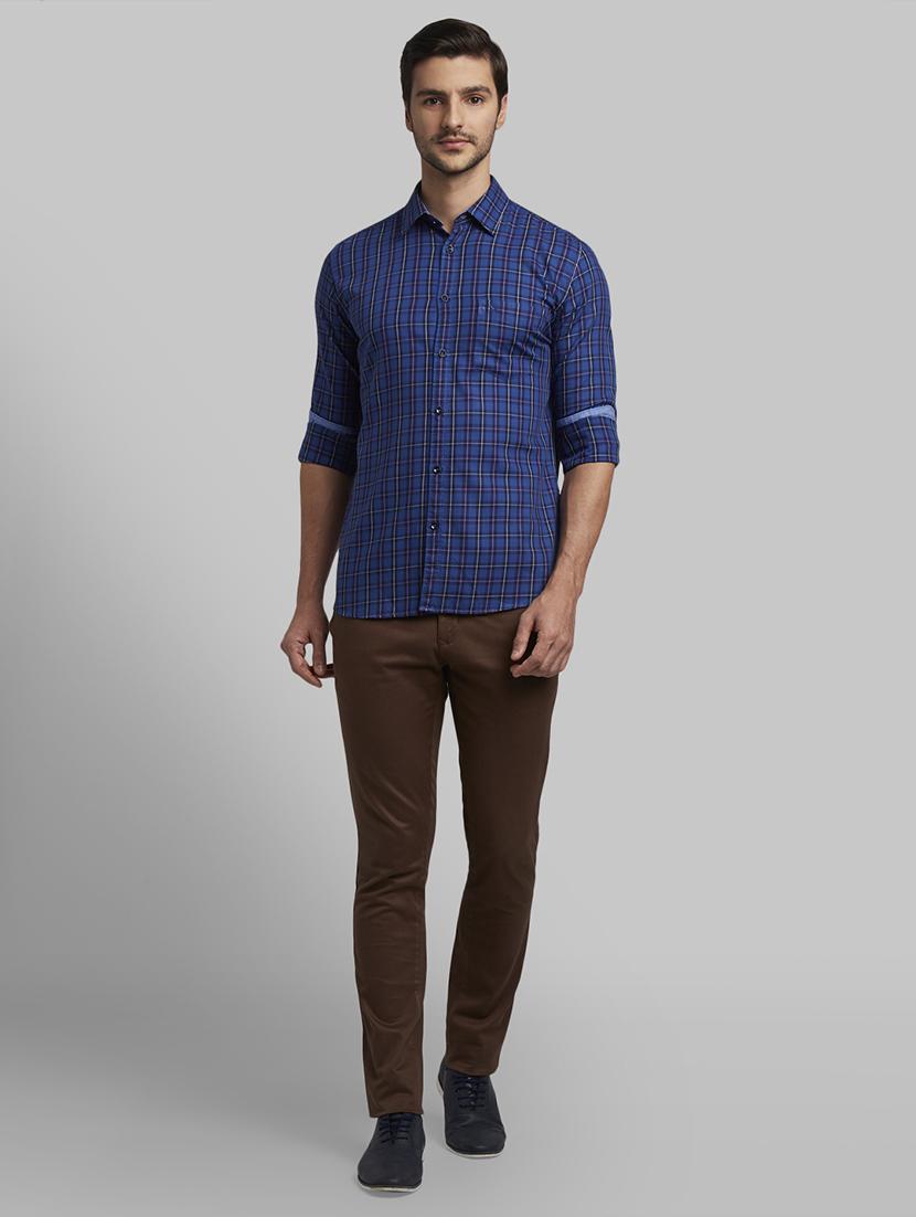 blue checkered casual shirt - 17670141 - Zoom Image - 4