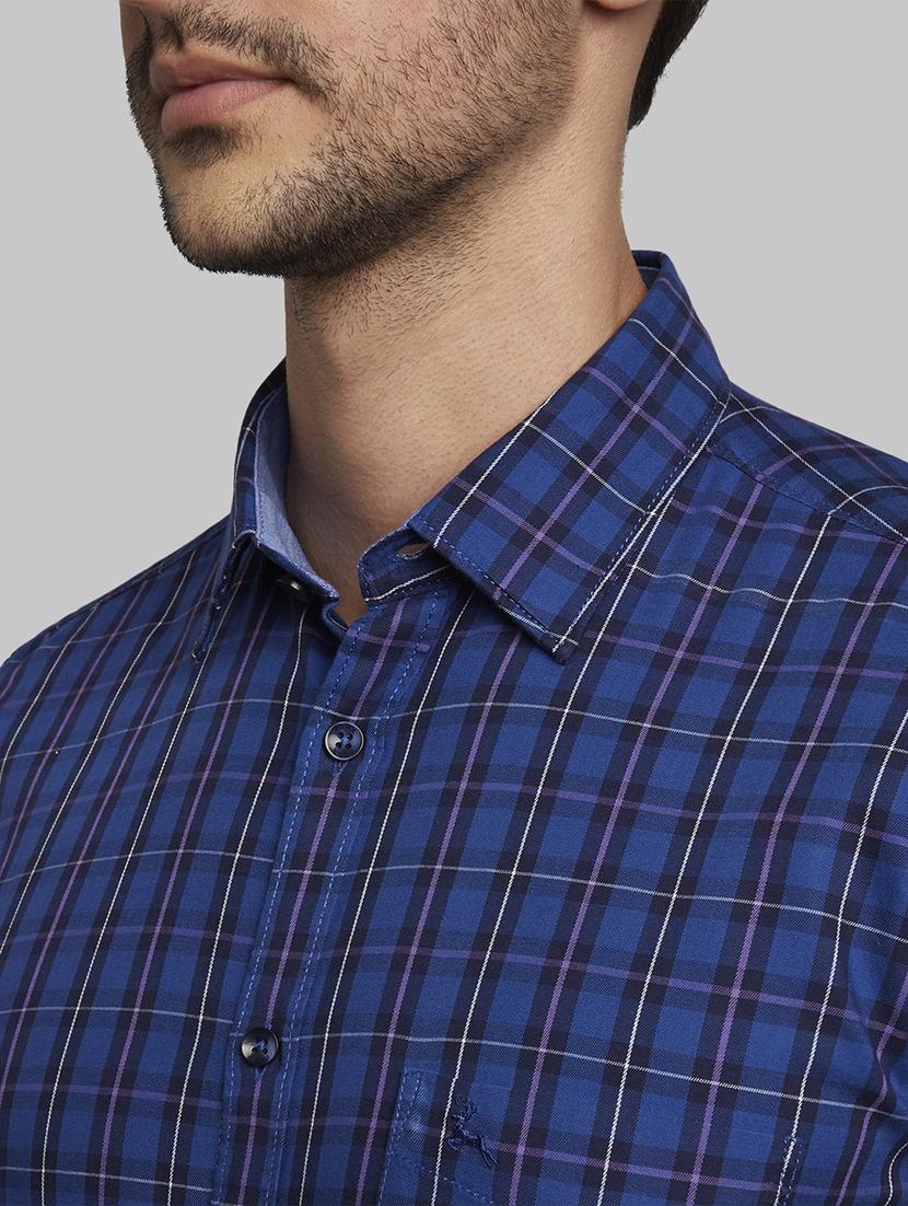 blue checkered casual shirt - 17670141 - Zoom Image - 5