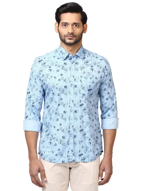 blue floral print casual shirt - 17670143 - Standard Image - 1