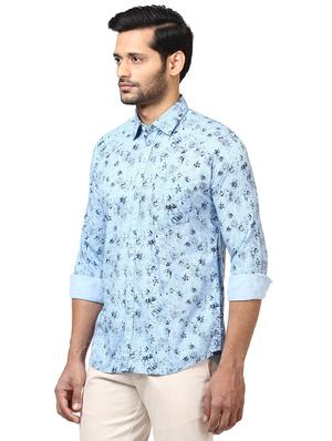 blue floral print casual shirt - 17670143 - Standard Image - 2