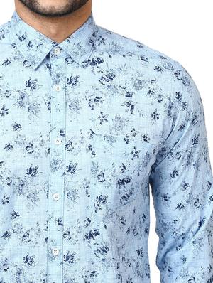 blue floral print casual shirt - 17670143 - Standard Image - 5