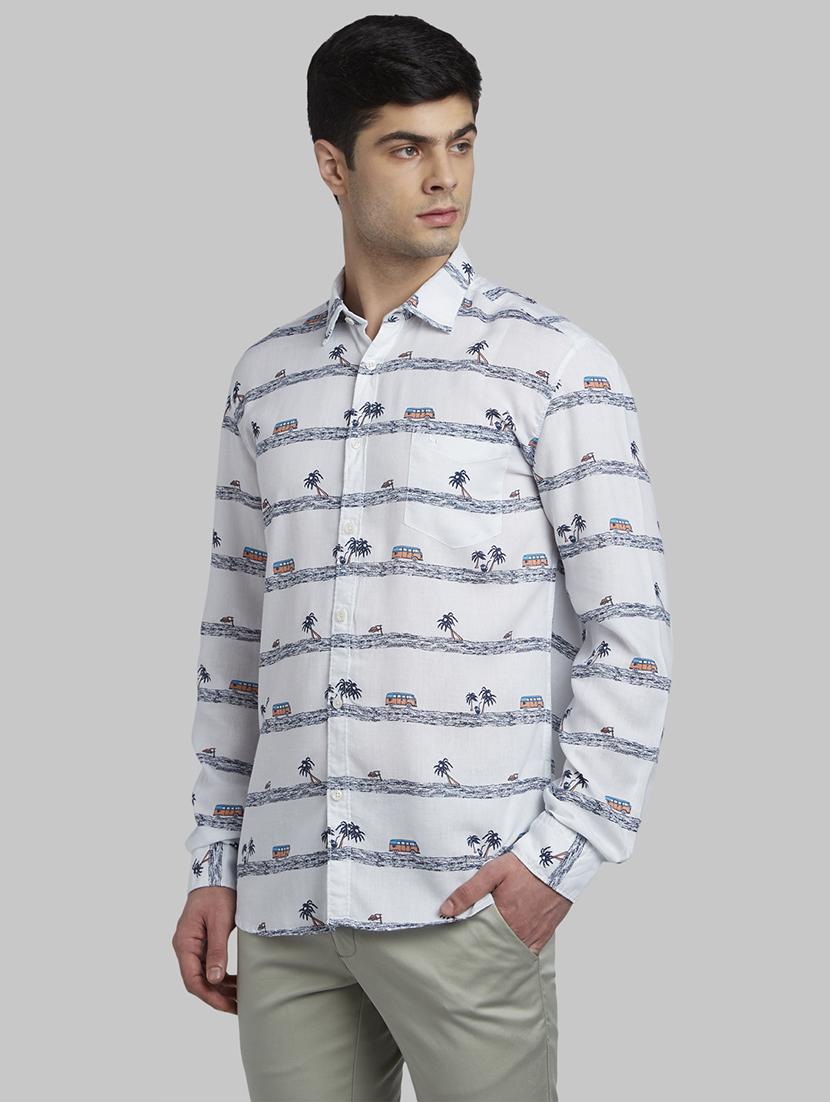 white printed casual shirt - 17670152 - Zoom Image - 2