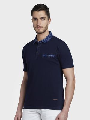 navy blue solid polo t-shirt - 17670161 - Standard Image - 2