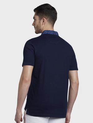 navy blue solid polo t-shirt - 17670161 - Standard Image - 3