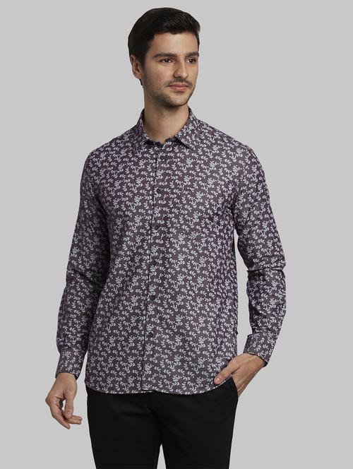 purple printed casual shirt - 17670169 - Standard Image - 1