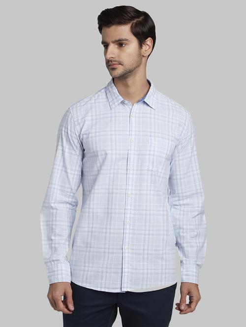light blue checkered casual shirt - 17670171 - Standard Image - 1