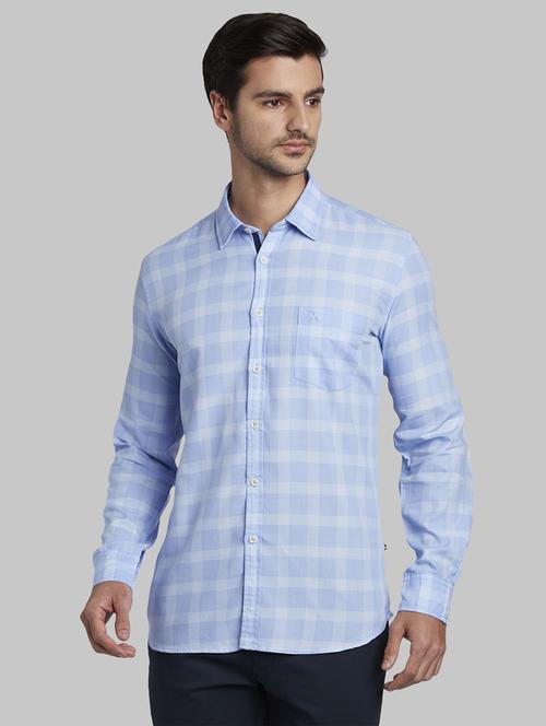 light blue checkered casual shirt - 17670181 - Standard Image - 1