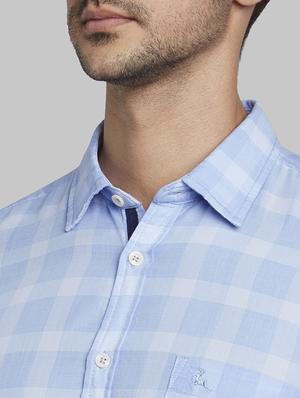 light blue checkered casual shirt - 17670181 - Standard Image - 6