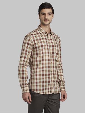 brown checkered casual shirt - 17670191 - Standard Image - 2