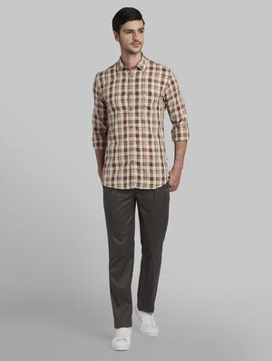 brown checkered casual shirt - 17670191 - Standard Image - 5