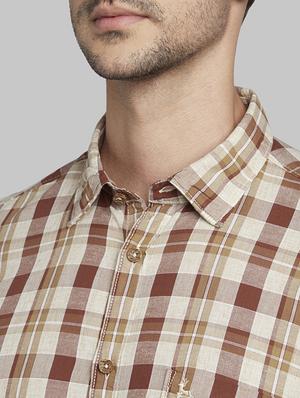 brown checkered casual shirt - 17670191 - Standard Image - 6