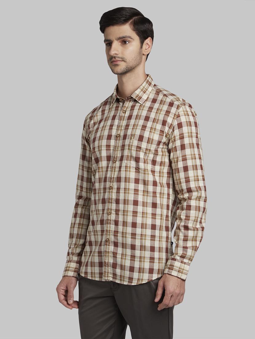 brown checkered casual shirt - 17670191 - Zoom Image - 3