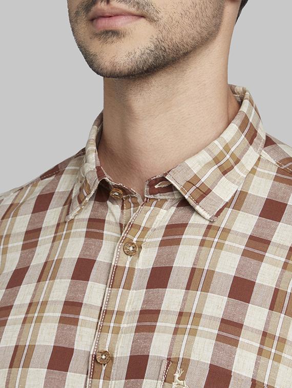 brown checkered casual shirt - 17670191 - Zoom Image - 6