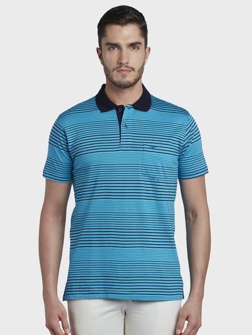 blue striped polo t-shirt - 17670194 - Standard Image - 1