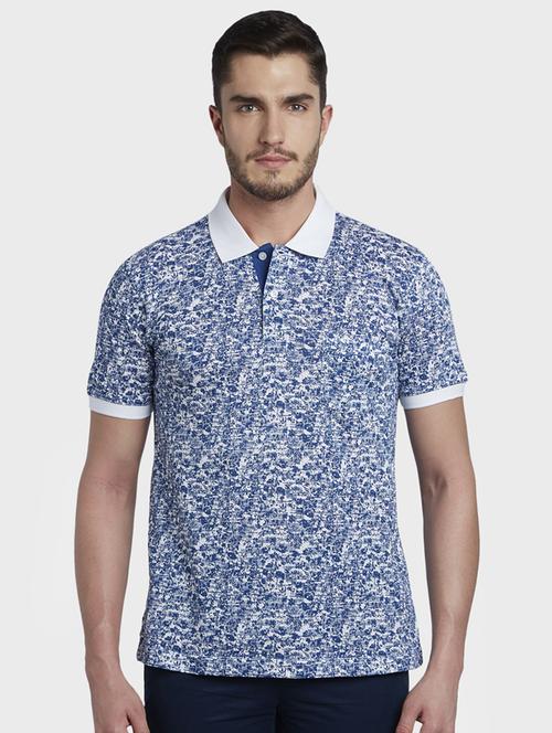 blue printed polo t-shirt - 17670198 - Standard Image - 1